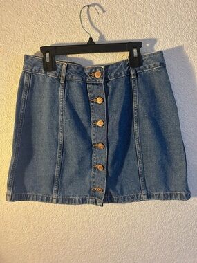 Forever 21 Blue Button-Front Denim Mini Skirt
